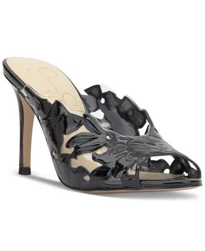 Jessica Simpson Justera Floral High Heel Mule Black Js-justera Women's