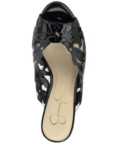 Jessica Simpson Justera Floral High Heel Mule Black Js-justera Women's