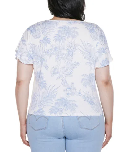 Belldini Plus Size Pineapple Print Knit Top In Neutral