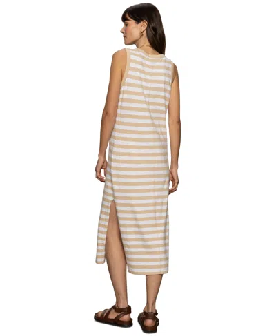 Sanctuary Contrast Trim Maxi Dress In Sandstone/white Stripe