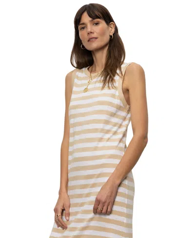 Sanctuary Contrast Trim Maxi Dress In Sandstone/white Stripe