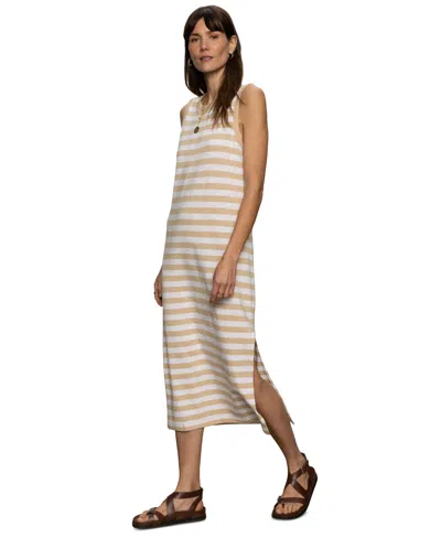 Sanctuary Contrast Trim Maxi Dress In Sandstone/white Stripe