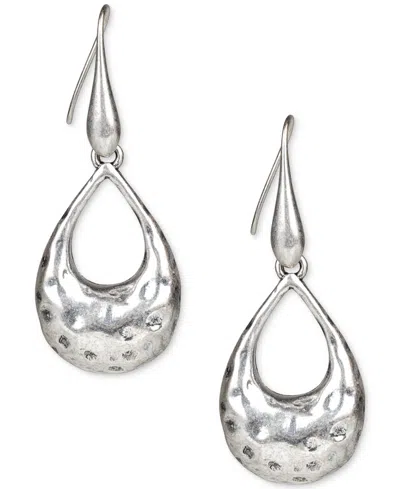 Patricia Nash Guess Silver-tone Open Tear-shape Hammered Drop Earrings