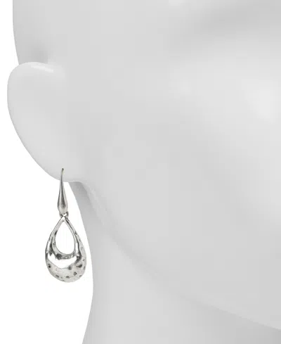Patricia Nash Guess Silver-tone Open Tear-shape Hammered Drop Earrings