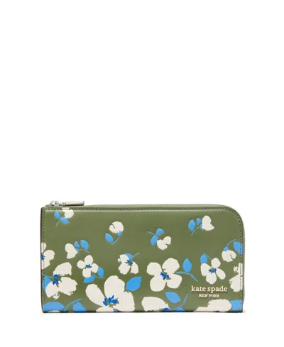 Kate Spade Devin Painterly Bouquet Embossed Leather Continental Wallet