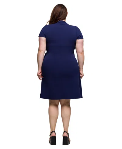 24seven Comfort Apparel Women's Mandarin Collar Knee Length Wrap Dress In Burgundy