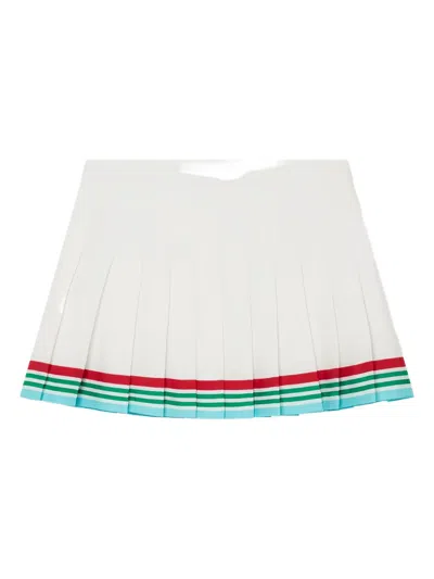 Casablanca Mini Skirt With Pleated Design And Color Block In White