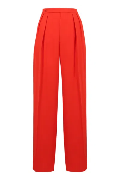 Aspesi Trousers High-waisted Wide-leg Pleated Design In Red