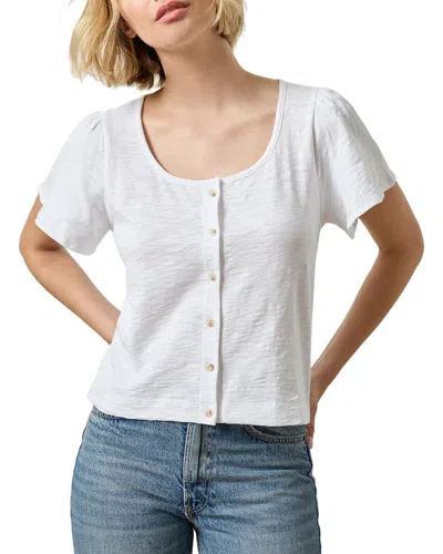 Lilla P Button Front Flutter Sleeve Shirt In White