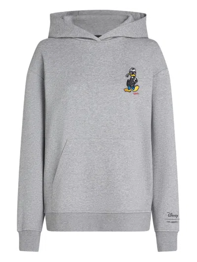 Karl Lagerfeld Grey Logo Print Hoodie In Gray