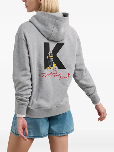 Karl Lagerfeld Grey Logo Print Hoodie In Gray