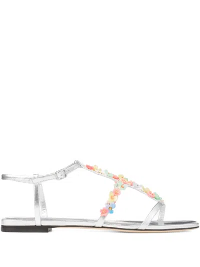 Jimmy Choo Daisy Sandals In Silver Nappa Leather In Metallic