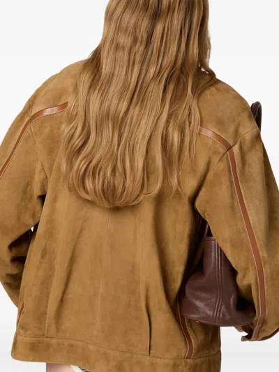 Miu Miu Suede Blouson Jacket In Brown