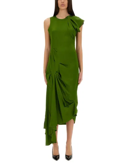 Victoria Beckham Draped Sleeveless Midi Dress With Asymmetric Detailing