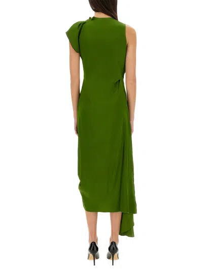 Victoria Beckham Draped Sleeveless Midi Dress With Asymmetric Detailing