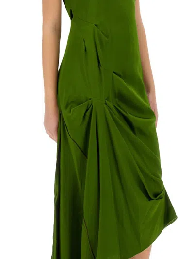 Victoria Beckham Draped Sleeveless Midi Dress With Asymmetric Detailing