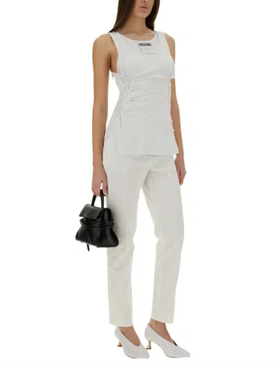 Moschino Laced Ribbed Scoop Neck Sleeveless Top