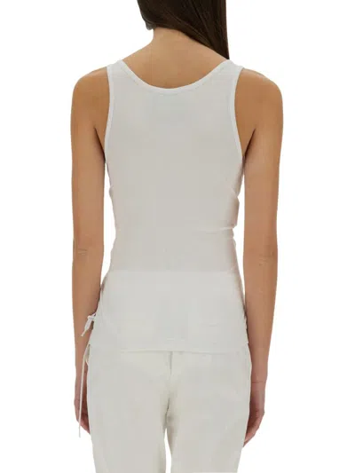 Moschino Laced Ribbed Scoop Neck Sleeveless Top