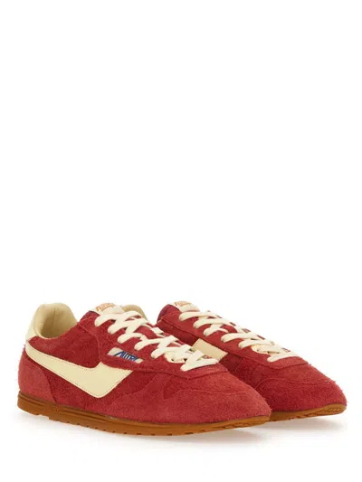 Autry Windspin Sneakers In Suede And Parrot Leather And Rutabaga