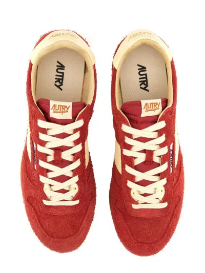 Autry Windspin Sneakers In Suede And Parrot Leather And Rutabaga