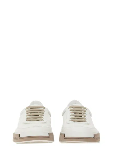 Dolce & Gabbana Portofino Yatch Sneakers In Calfskin Color White And Dove Grey