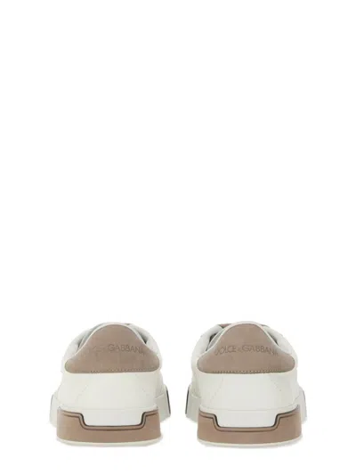 Dolce & Gabbana Portofino Yatch Sneakers In Calfskin Color White And Dove Grey