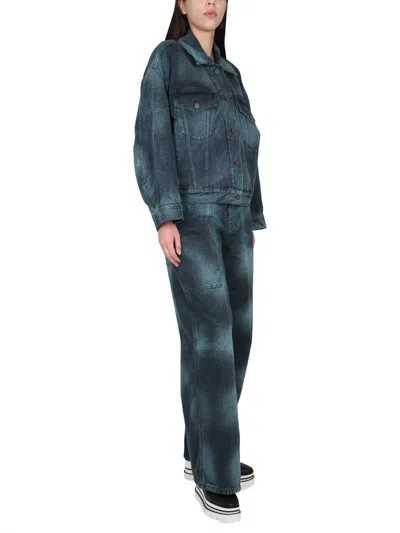 Stella Mccartney Tie Dye Oversize Denim Jacket Aquamarine Tie Dye Denim