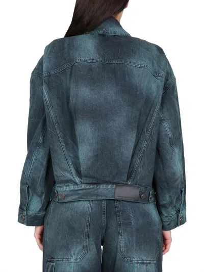 Stella Mccartney Tie Dye Oversize Denim Jacket Aquamarine Tie Dye Denim