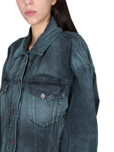 Stella Mccartney Tie Dye Oversize Denim Jacket Aquamarine Tie Dye Denim