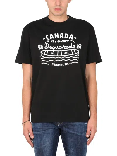 Dsquared2 Dsquared Men Logo Print T-shirt In Black