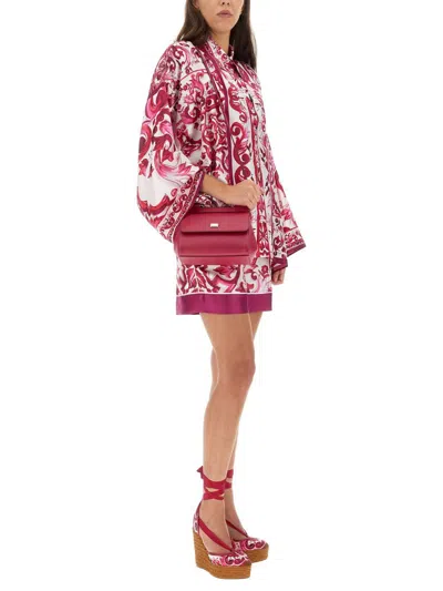 Dolce & Gabbana Majolica Print High-waist Silk Twill Shorts