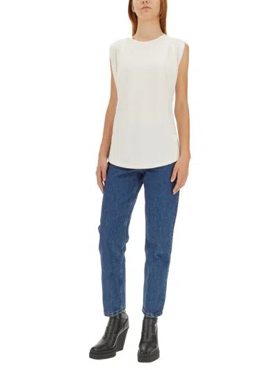Michael Kors Pleated Sleeveless Round Neck Tops