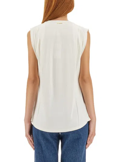 Michael Kors Pleated Sleeveless Round Neck Tops