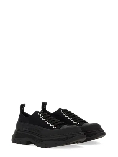 Alexander Mcqueen Black Canvas Tread Slick Platform Low Sneakers