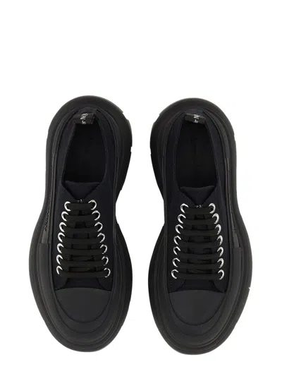 Alexander Mcqueen Black Canvas Tread Slick Platform Low Sneakers