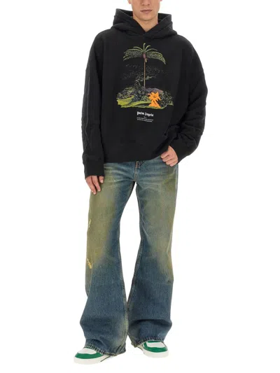 Palm Angels Enzo Graphic Print Hoodie With Ribbed Finish