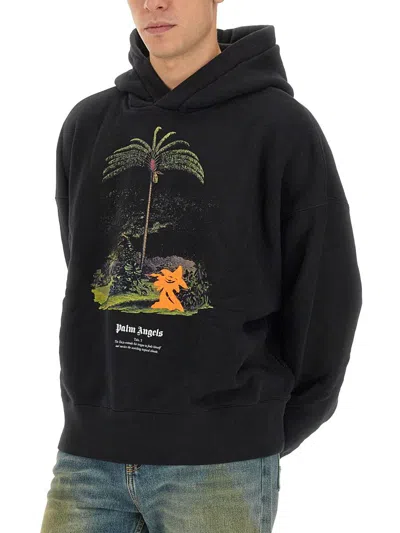 Palm Angels Enzo Graphic Print Hoodie With Ribbed Finish