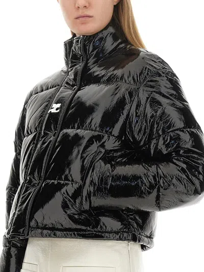 Courrèges Courreges Women Short Vinyl Down Jacket In Black