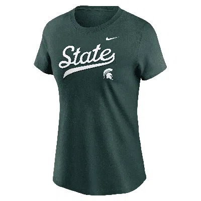 Nike Michigan State Athletic Prep Arch Local Script  Women's College T-shirt In Green