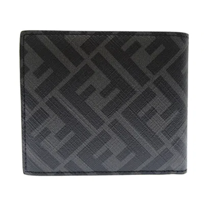 Pre-owned Fendi Gray Yellow Coated Canvas Leather Fabric Wallet (bi-fold) ()