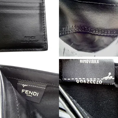Pre-owned Fendi Gray Yellow Coated Canvas Leather Fabric Wallet (bi-fold) ()