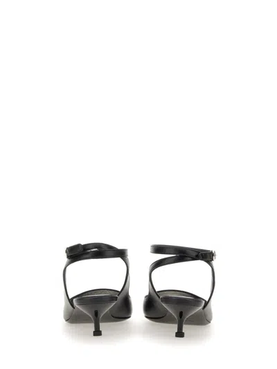 Alexander Mcqueen Black Leather Sandals With Kitten Heel
