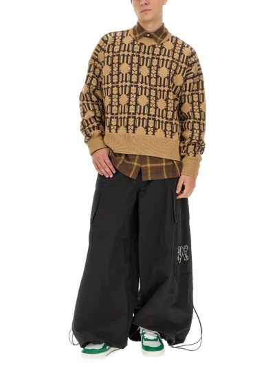 Palm Angels Embroidered Allover Monogram Jacquard Sweater