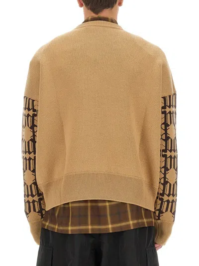 Palm Angels Embroidered Allover Monogram Jacquard Sweater