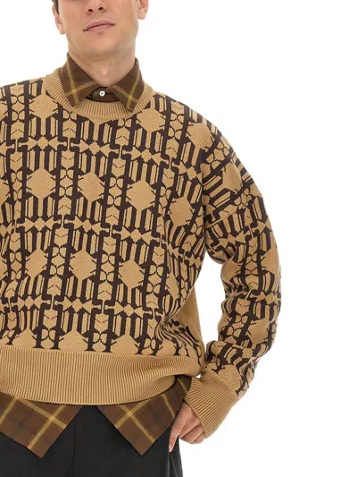 Palm Angels Embroidered Allover Monogram Jacquard Sweater