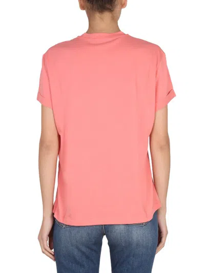 Stella Mccartney Embroidered Detail Crewneck T-shirt With Short Sleeves In Pink