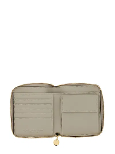 Stella Mccartney Zipped Wallet With Circular Logo And Gold Hardware