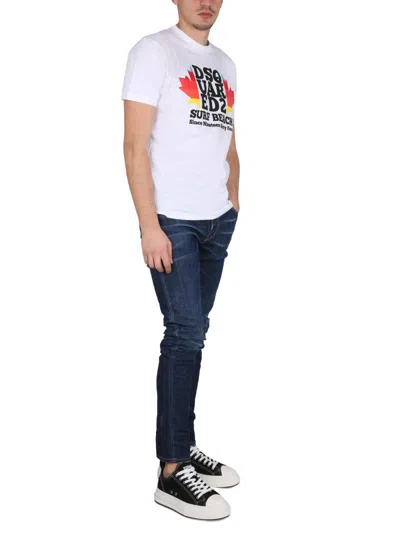 Dsquared2 White T-shirt With Logo Print On Chest