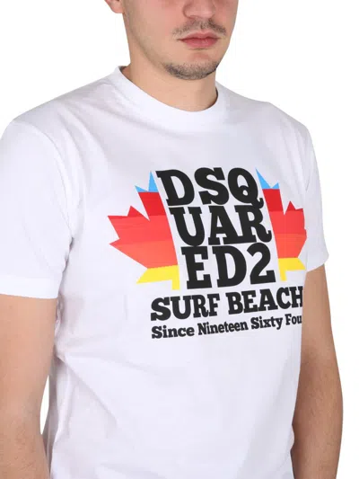 Dsquared2 White T-shirt With Logo Print On Chest