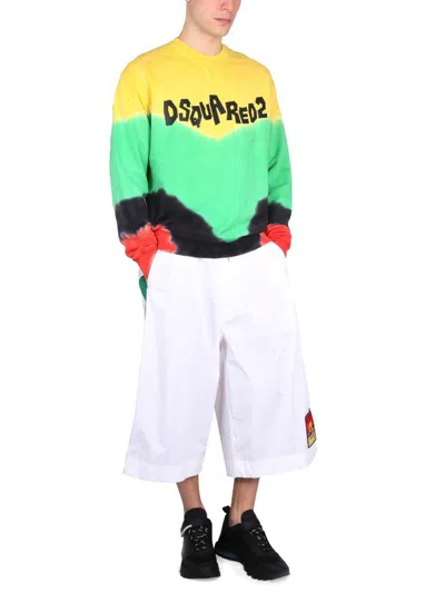 Dsquared2 Tie-dye Crew-neck Sweatshirt With Logo Print